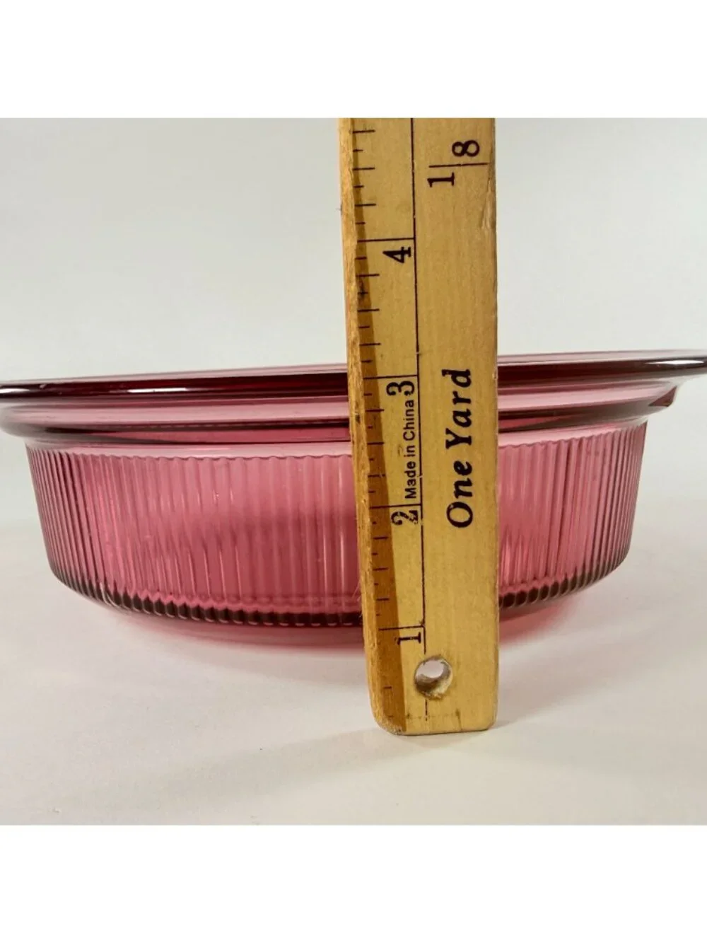 Vintage 1.5 Qt Corning Vision Ware Cranberry Ribbed Casserole Dish w Lid V-33-B
